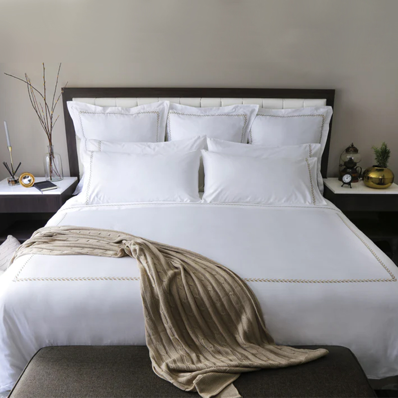 Aurum folium pictoidered hotel lectum linteo set 80s Cotton Sateen 400tc