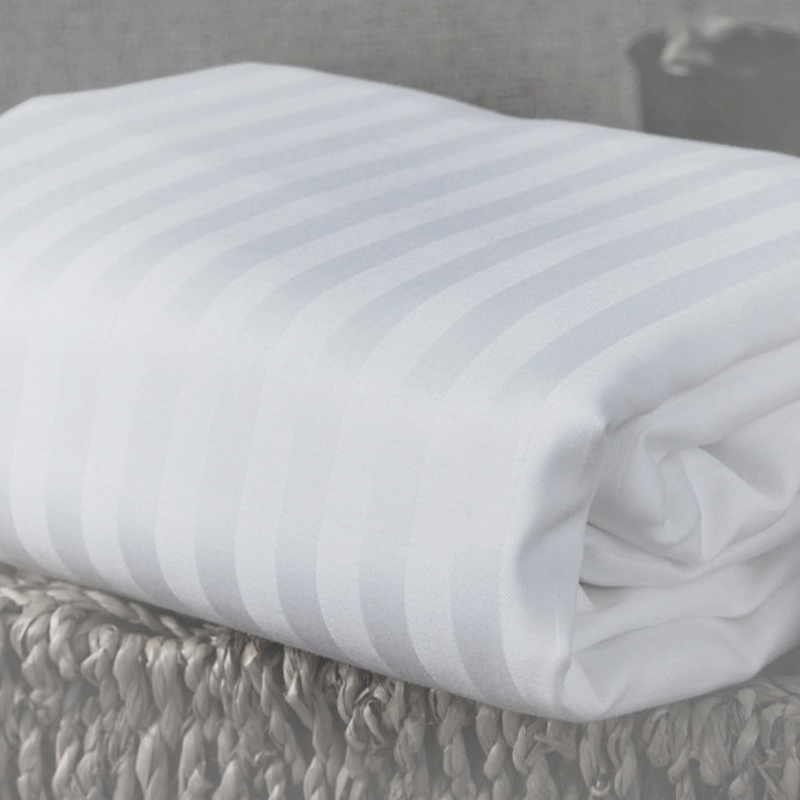 Pura Cottonus White TC300 Sateen Stripe Deversorium lectum laminas Supple